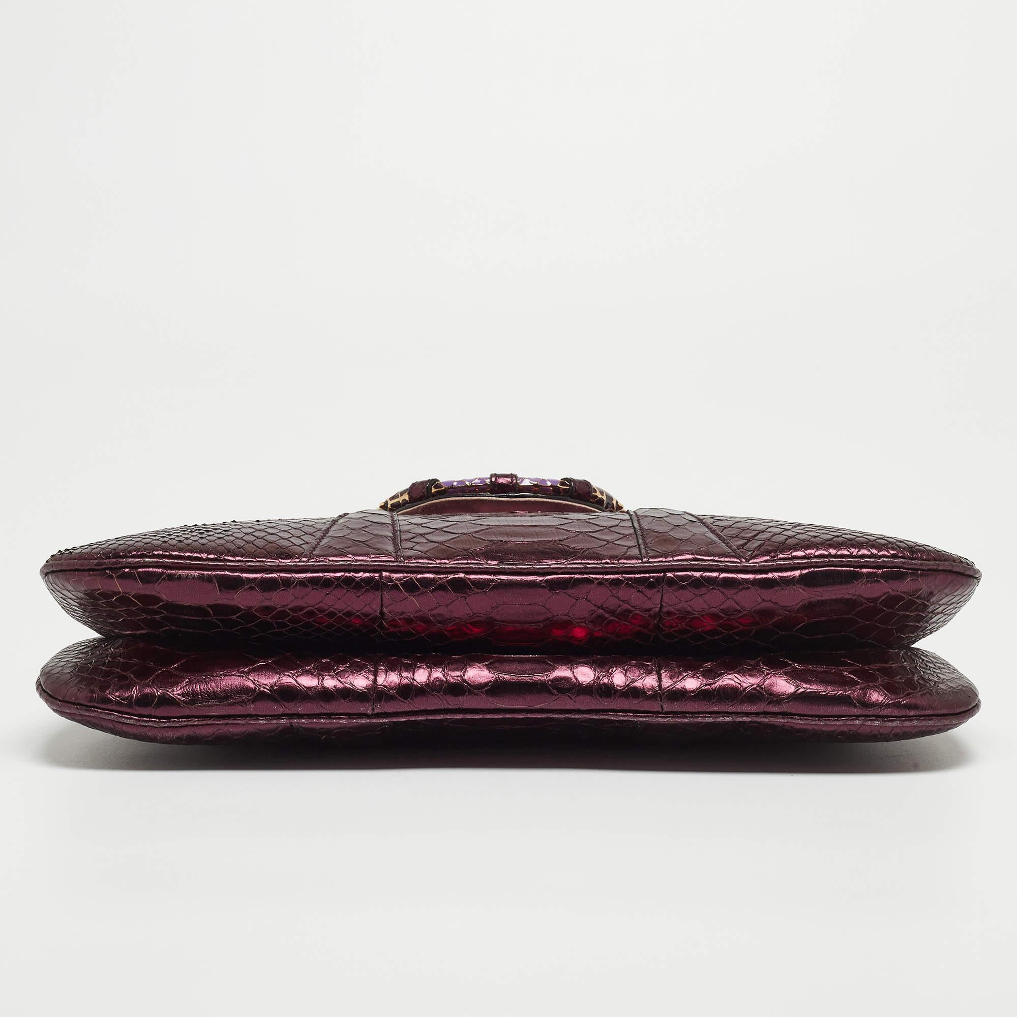 Gucci Purple Snakeskin Limited Edition Crystals Tom Ford Dragon Shoulder Bag 9
