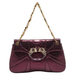 Gucci Purple Snakeskin Limited Edition Crystals Tom Ford Dragon Shoulder Bag