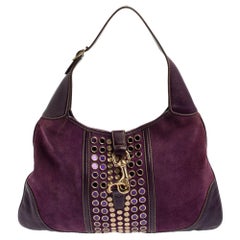 Gucci Purple Suede and Leather Embellished Jackie O Bouvier Hobo