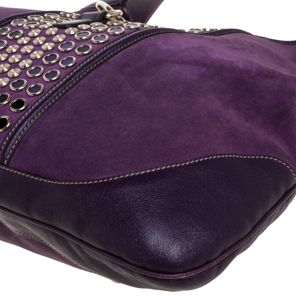 Gucci Purple Suede And Leather Embellished Large Jackie O’ Bouvier Hobo 2