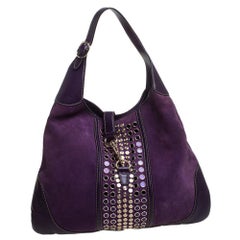 Gucci Purple Suede And Leather Embellished Large Jackie O’ Bouvier Hobo