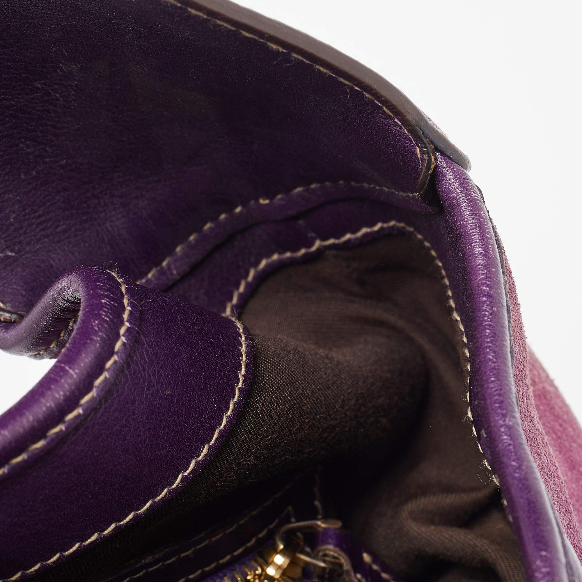 Gucci Purple Suede and Leather Studded Jackie O Bouvier Hobo 3