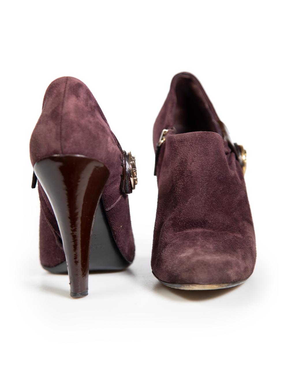 Gucci Purple Suede Ankle Boots Size IT 37 In Good Condition For Sale In London, GB