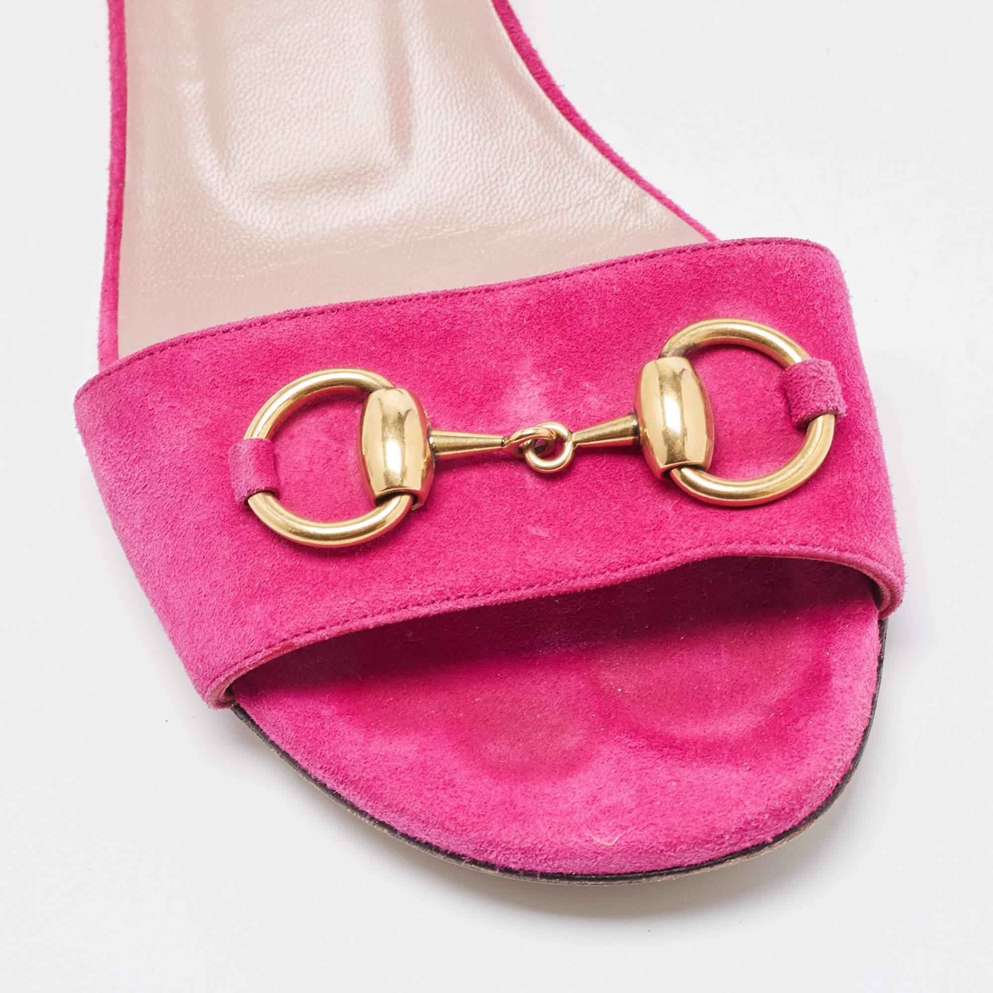 Gucci Purple Suede Horsebit Ankle Strap Sandals Size 36.5 For Sale 2