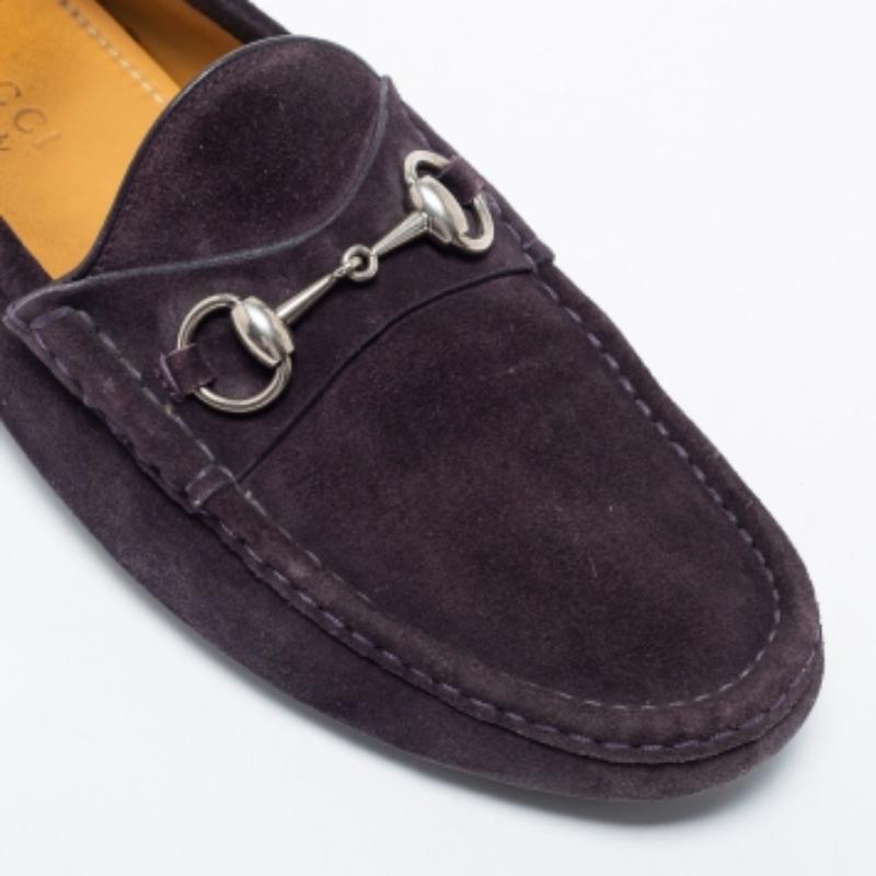 Men's Gucci Purple  Suede Horsebit Slip On  Loafers Size  42 For Sale