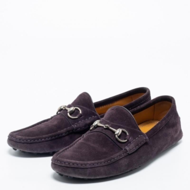 Gucci Purple  Suede Horsebit Slip On  Loafers Size  42 For Sale 3
