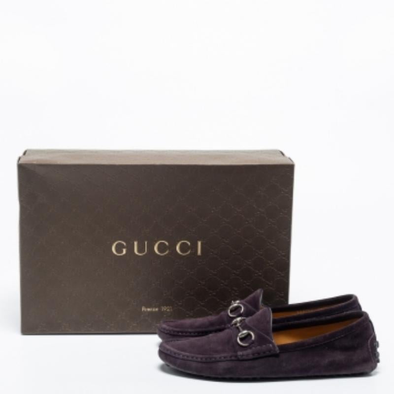 Gucci Purple  Suede Horsebit Slip On  Loafers Size  42 For Sale 4