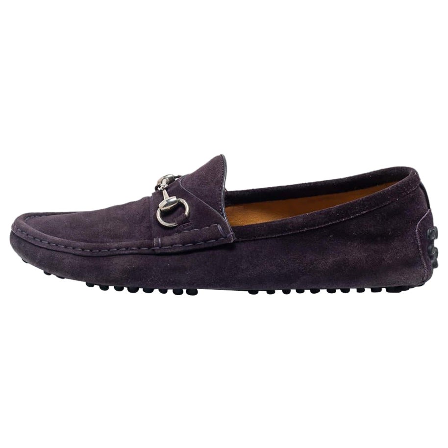 Gucci Purple  Suede Horsebit Slip On  Loafers Size  42