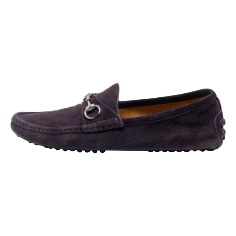 Gucci Purple  Suede Horsebit Slip On  Loafers Size  42