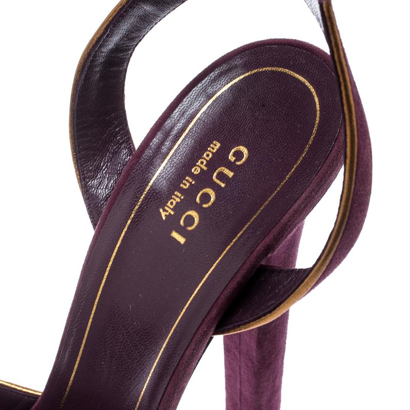 Gucci Purple Suede Huston Ankle Strap Platform Sandals Size 39 1