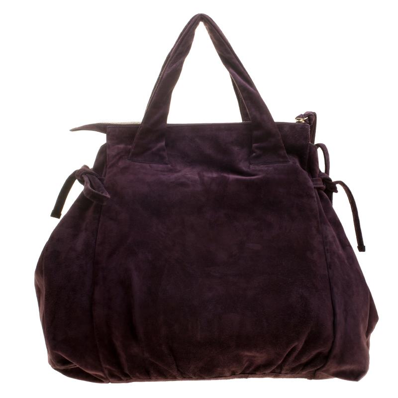 Gucci Purple Suede Large Hysteria Satchel im Zustand „Gut“ in Dubai, Al Qouz 2