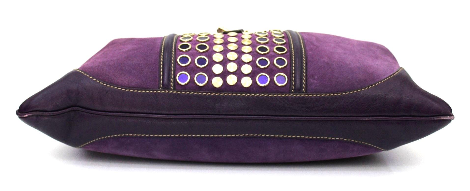 purple suede bag