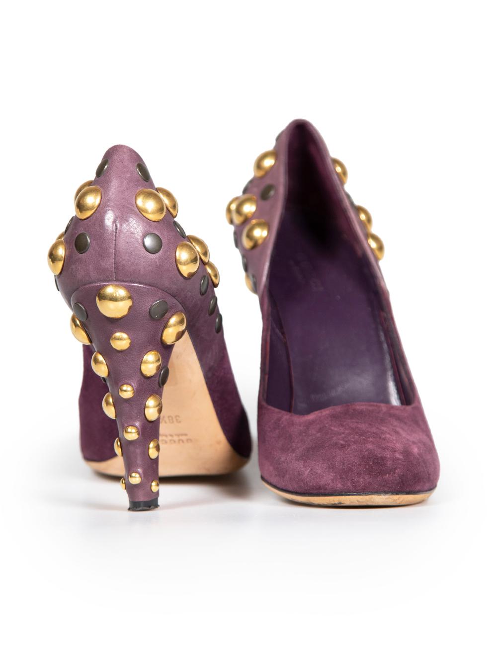Gucci Purple Suede Studded Pumps Size IT 38.5 In Good Condition For Sale In London, GB