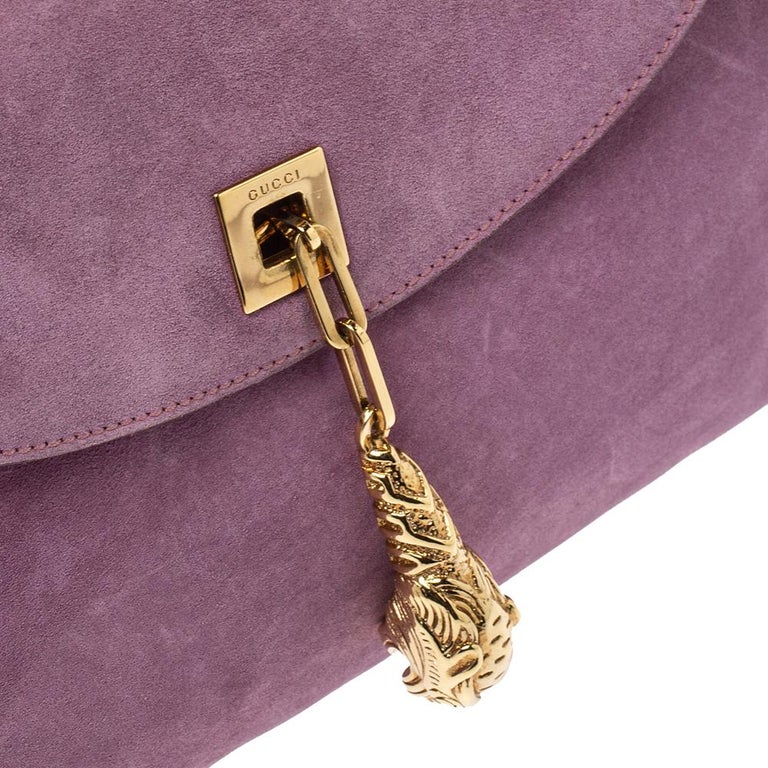 Rare Gucci Purple/tan Suede and Leather Tiger Charm Shoulder 