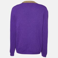 Gucci Purple Tiger Intarsia Knit Long Sleeve Sweater M