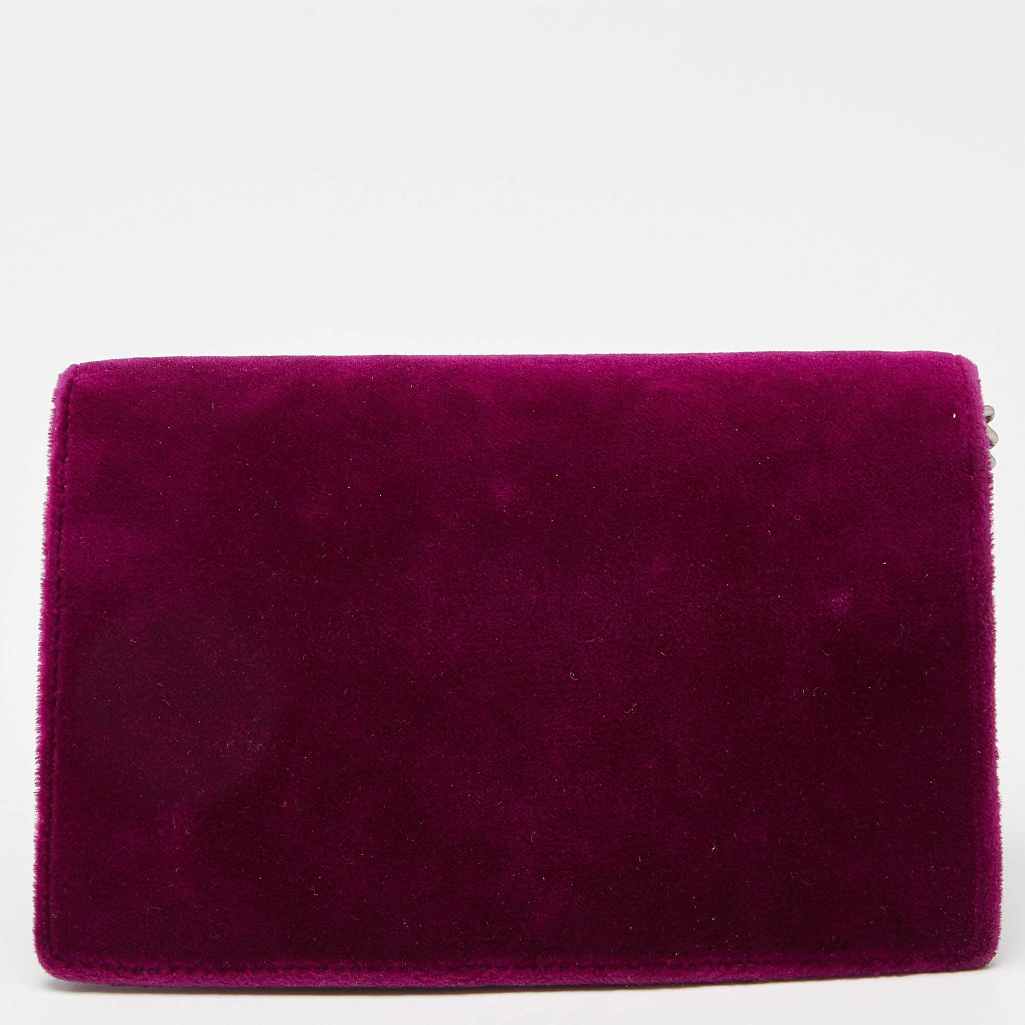 Gucci Super mini sac à chaîne Dionysus en velours et cuir violet en vente 4