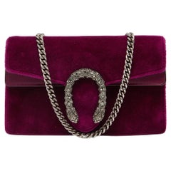 Gucci Super mini sac à chaîne Dionysus en velours et cuir violet