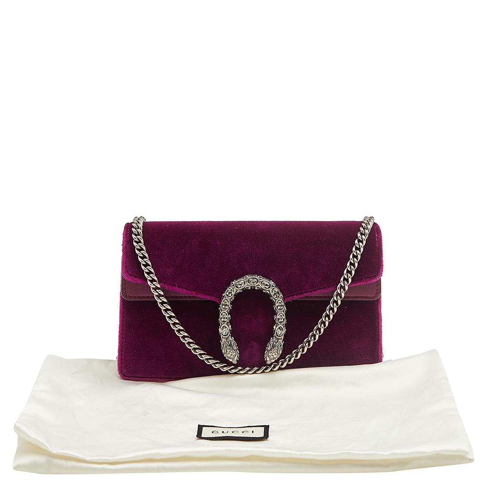 Gucci Purple Velvet and Leather Super Mini Dionysus Crossbody Bag 4