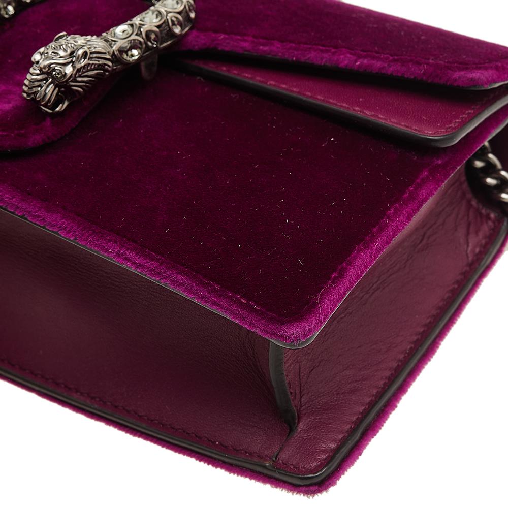 Gucci Purple Velvet and Leather Super Mini Dionysus Crossbody Bag 1