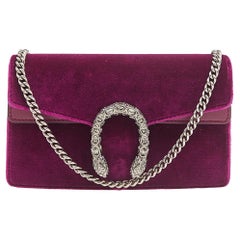 Used Gucci Purple Velvet and Leather Super Mini Dionysus Crossbody Bag