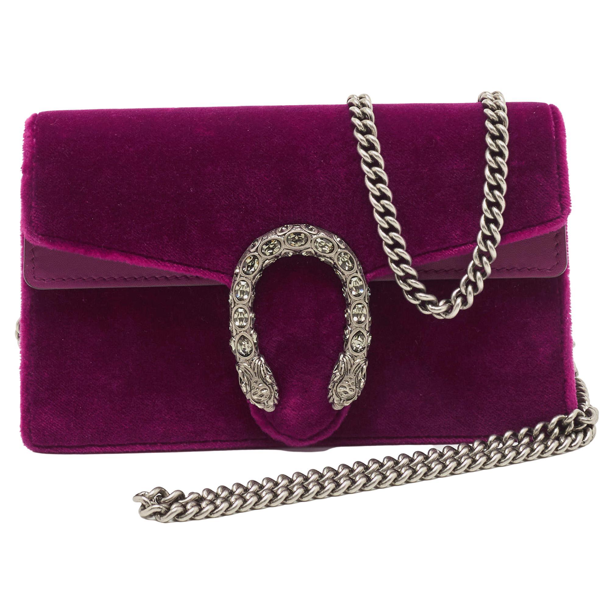 Gucci Purple Velvet And Leather Super Mini Dionysus Shoulder Bag For ...