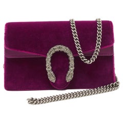 Used Gucci Purple Velvet And Leather Super Mini Dionysus Shoulder Bag