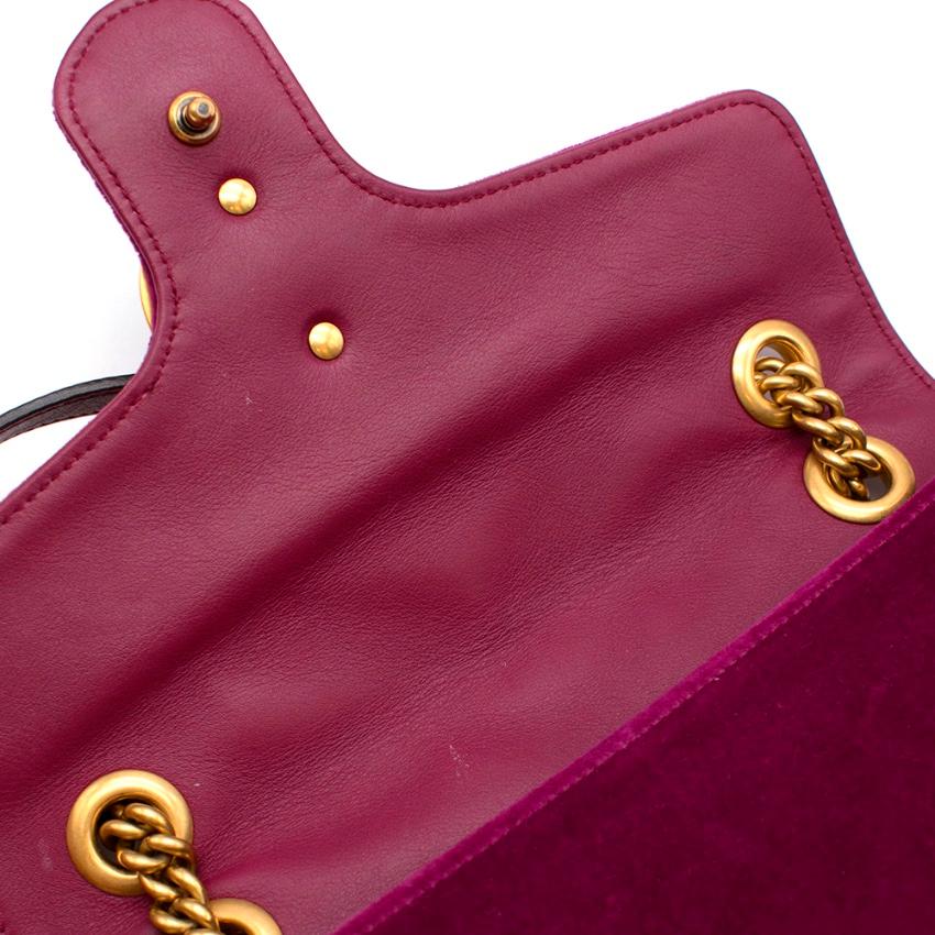Red Gucci Purple Velvet Marmont Quilted Shoulder Bag 26cm