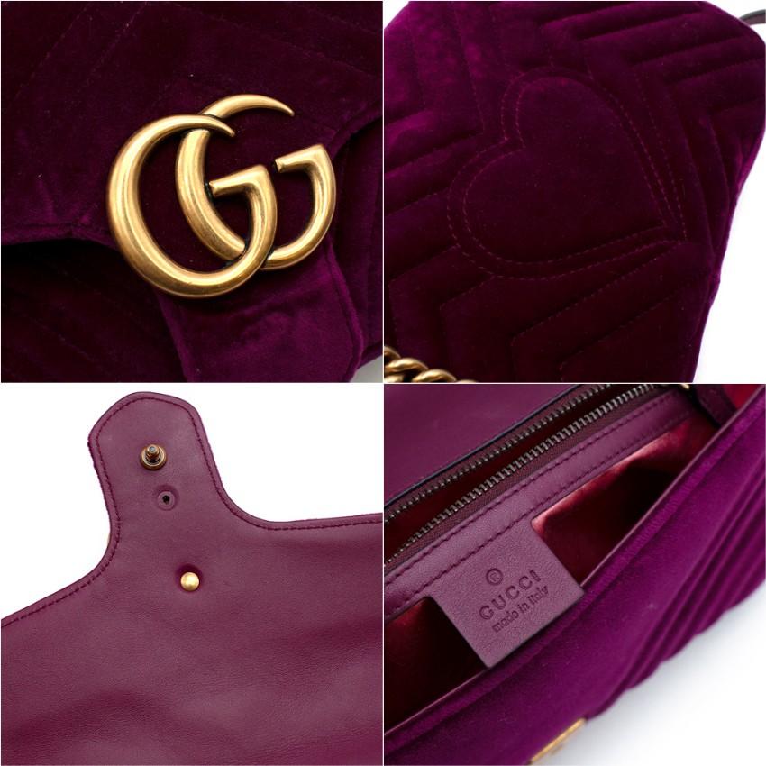 Gucci Purple Velvet Small GG Marmont Flap Bag

Small GG Marmont Quilted Leather Flap Bag

The small GG Marmont chain shoulder bag has a softly structured shape and an oversized flap closure with Double G hardware. The sliding chain strap can be worn