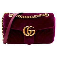 Gucci Purple Velvet Small GG Marmont Flap Bag
