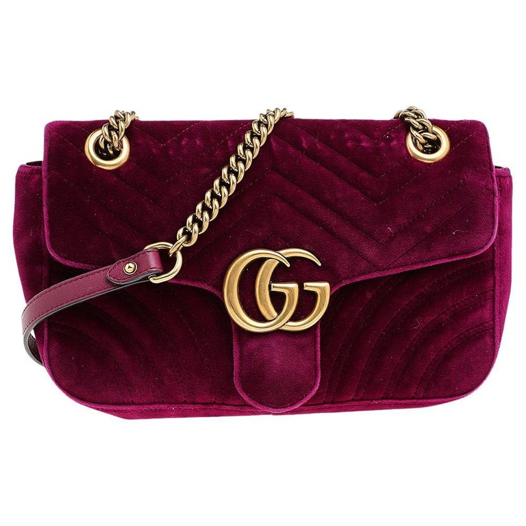 Gucci Purple Velvet Small GG Marmont Shoulder Bag at 1stDibs | gucci  marmont purple velvet