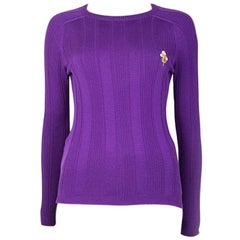 GUCCI RIB KNIT Crewneck Pullover aus lila Wolle S