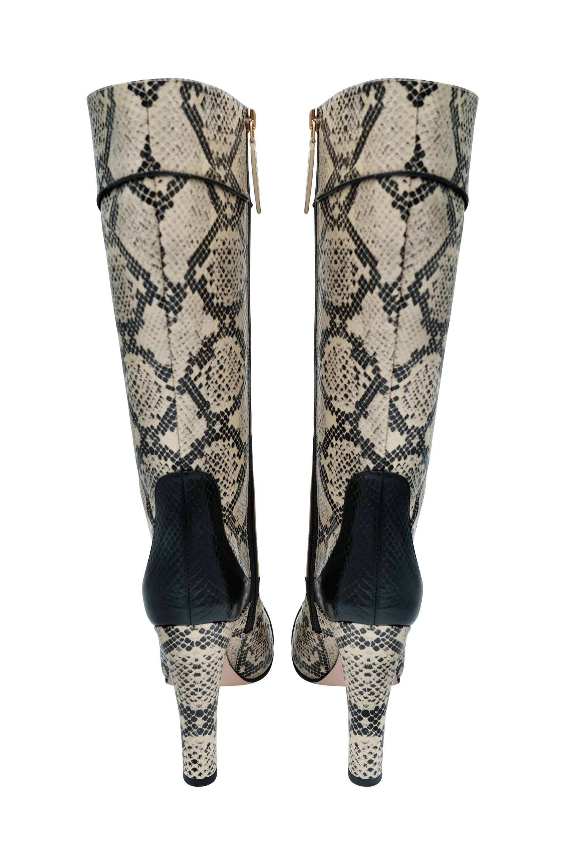 Gucci Python Embossed Tall Cowboy Boots In Good Condition In Morongo Valley, CA