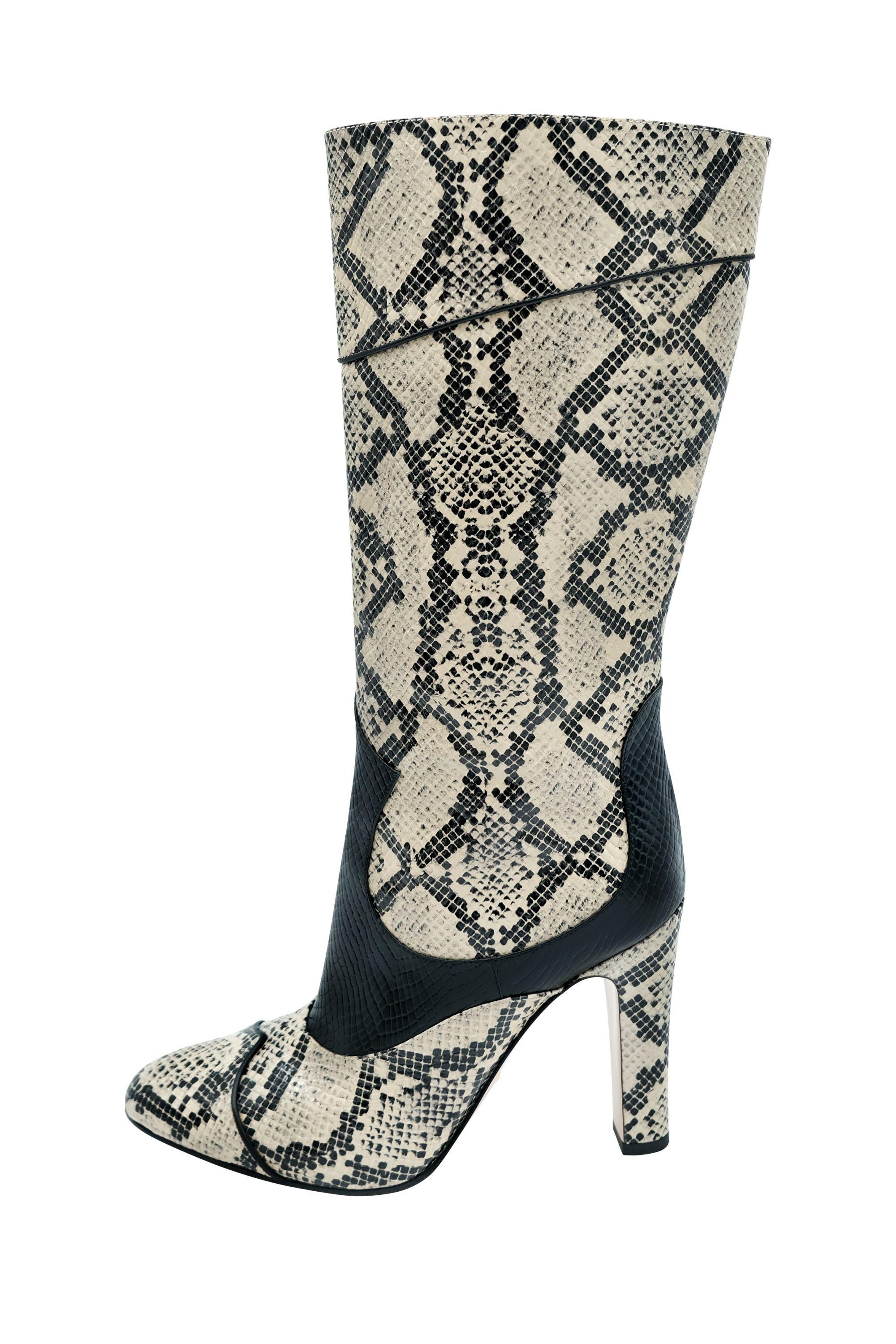 Women's Gucci Python Embossed Tall Cowboy Boots