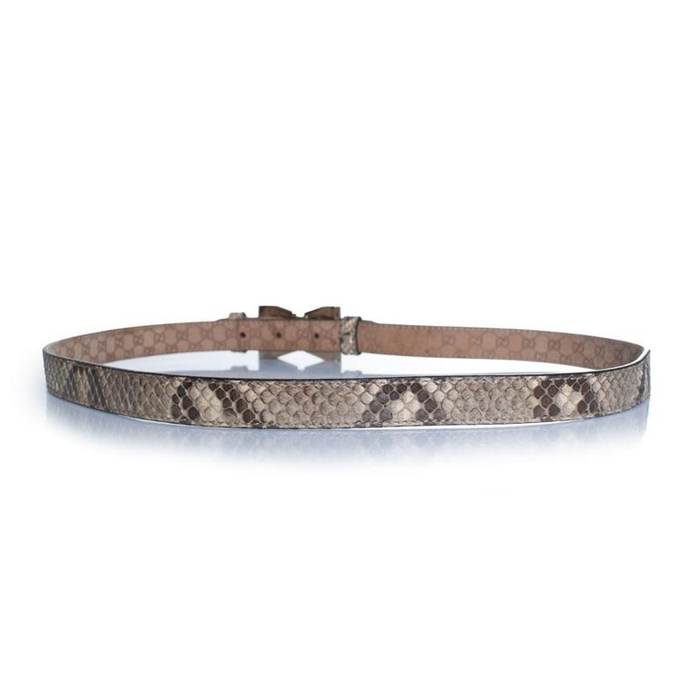Gucci, python leather belt with gold metal bow Gucci, python leather belt with gold metal bow For Sale at  main image 3