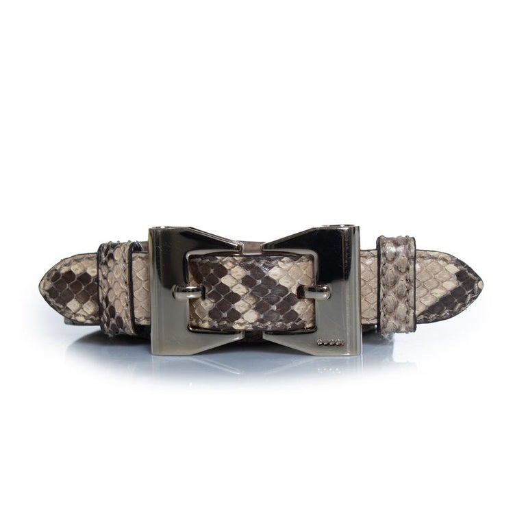 Gucci, python leather belt with gold metal bow Gucci, python leather belt with gold metal bow For Sale at  main image 4