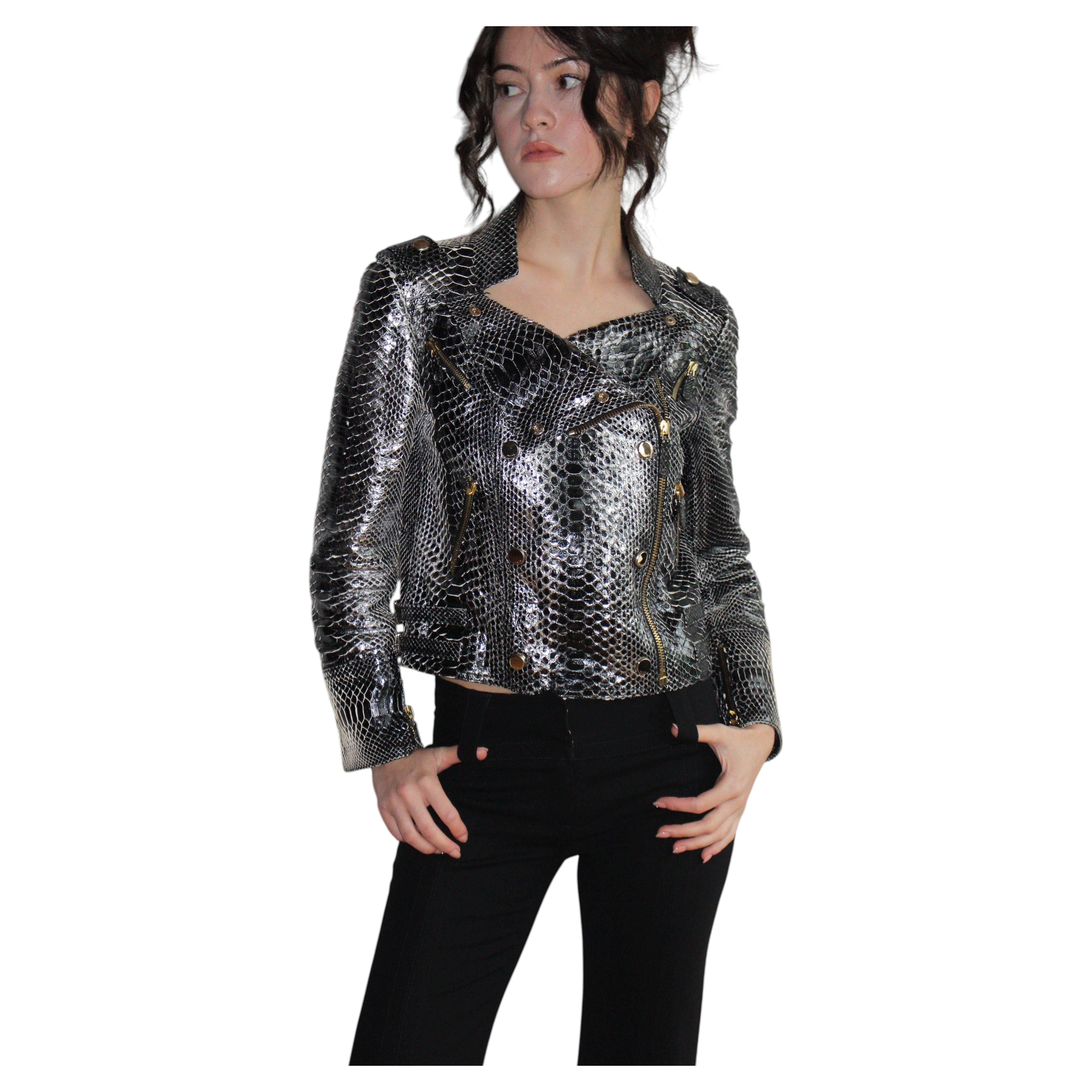 Gucci Python Leather Jacket Frida Giannini Era Vintage Statement Piece