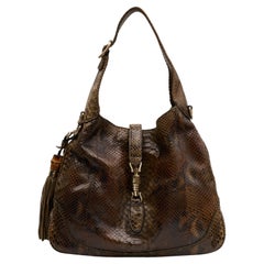 Gucci Python Leather Medium Jackie Hobo Bag with Tassel Detailing