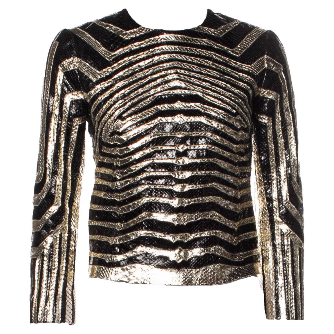 Gucci Python Runway Black Gold Jacket as seen on JLO *Follow the Leader* song S For Sale