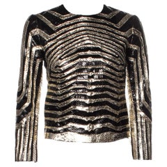 Gucci Python Runway Black Gold Jacket as seen on JLO *Follow the Leader* song 