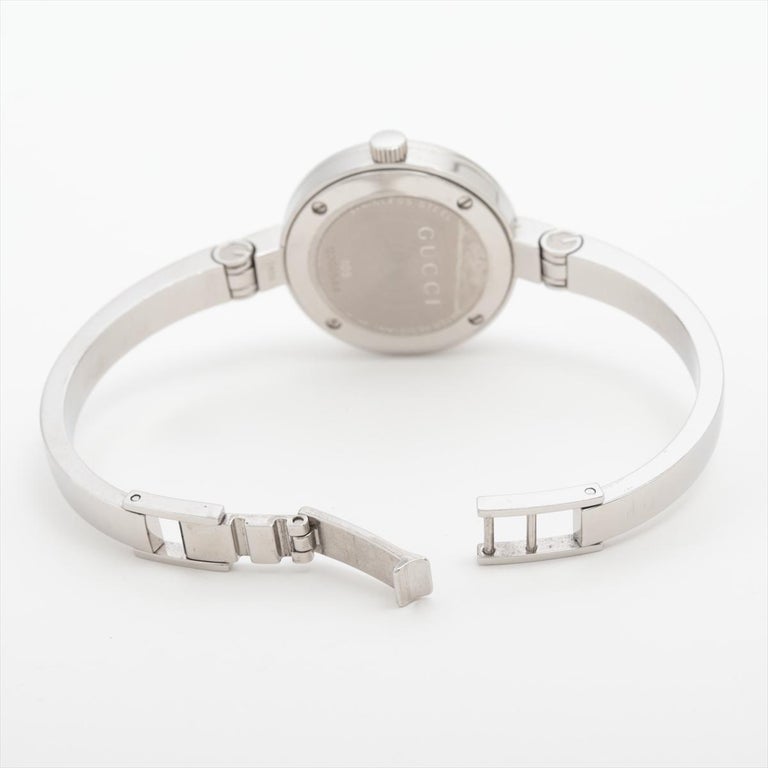 Vintage Gucci round bezel and whiteface stainless steel ladies 105 bangle watch Gucci Quartz 105 Watch Bezels Gucci Ladies Silver Bangle  main image 3
