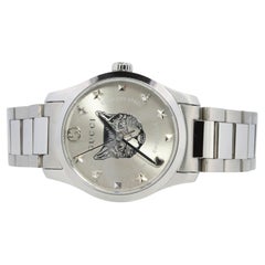 GUCCI Quartz 126.5 Watch. Gucci G Timeless Round Cat Face Ladies.