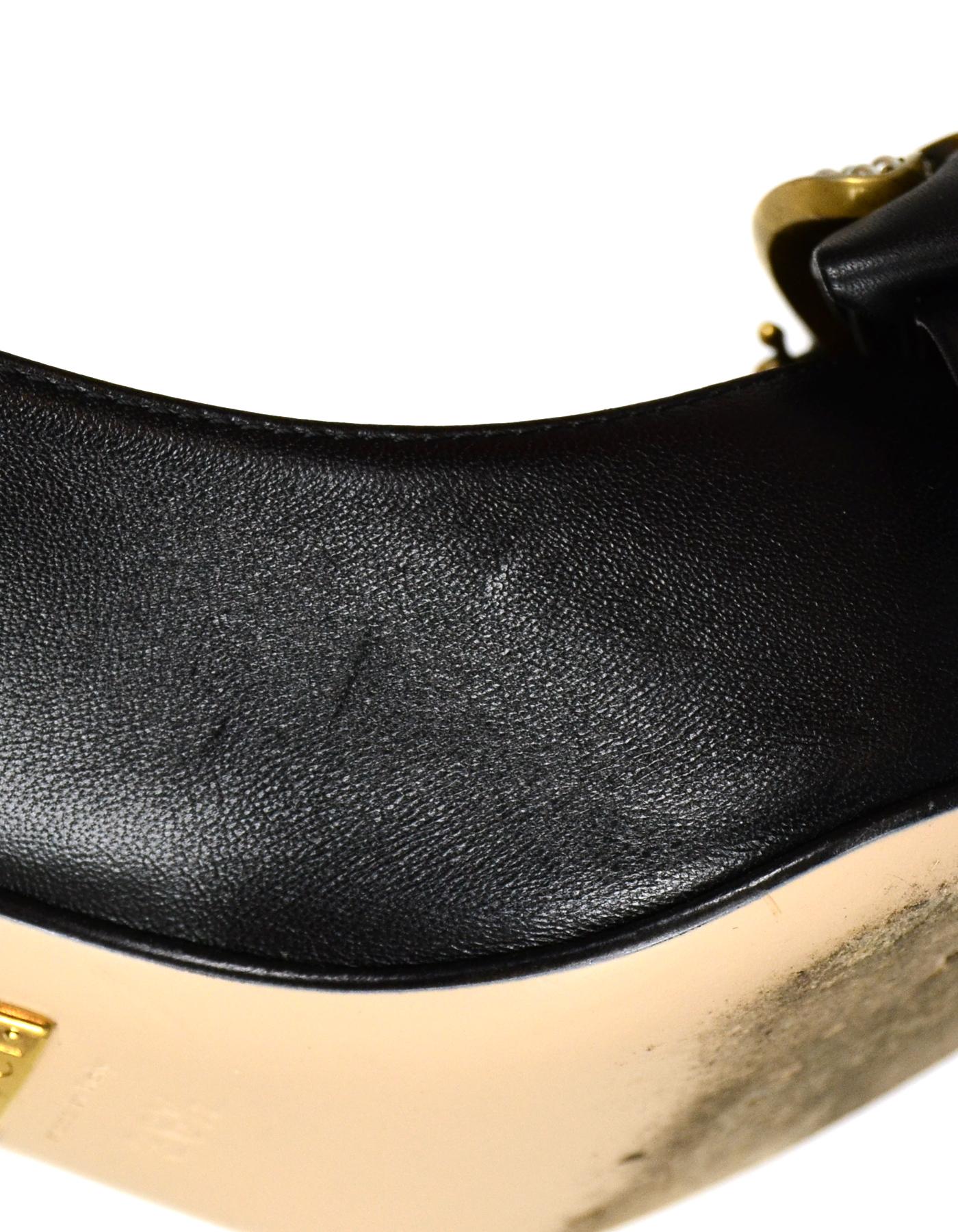 Gucci - Escarpins en cuir noir « Queen Margaret » avec abeilles embellies, taille 36,5 2