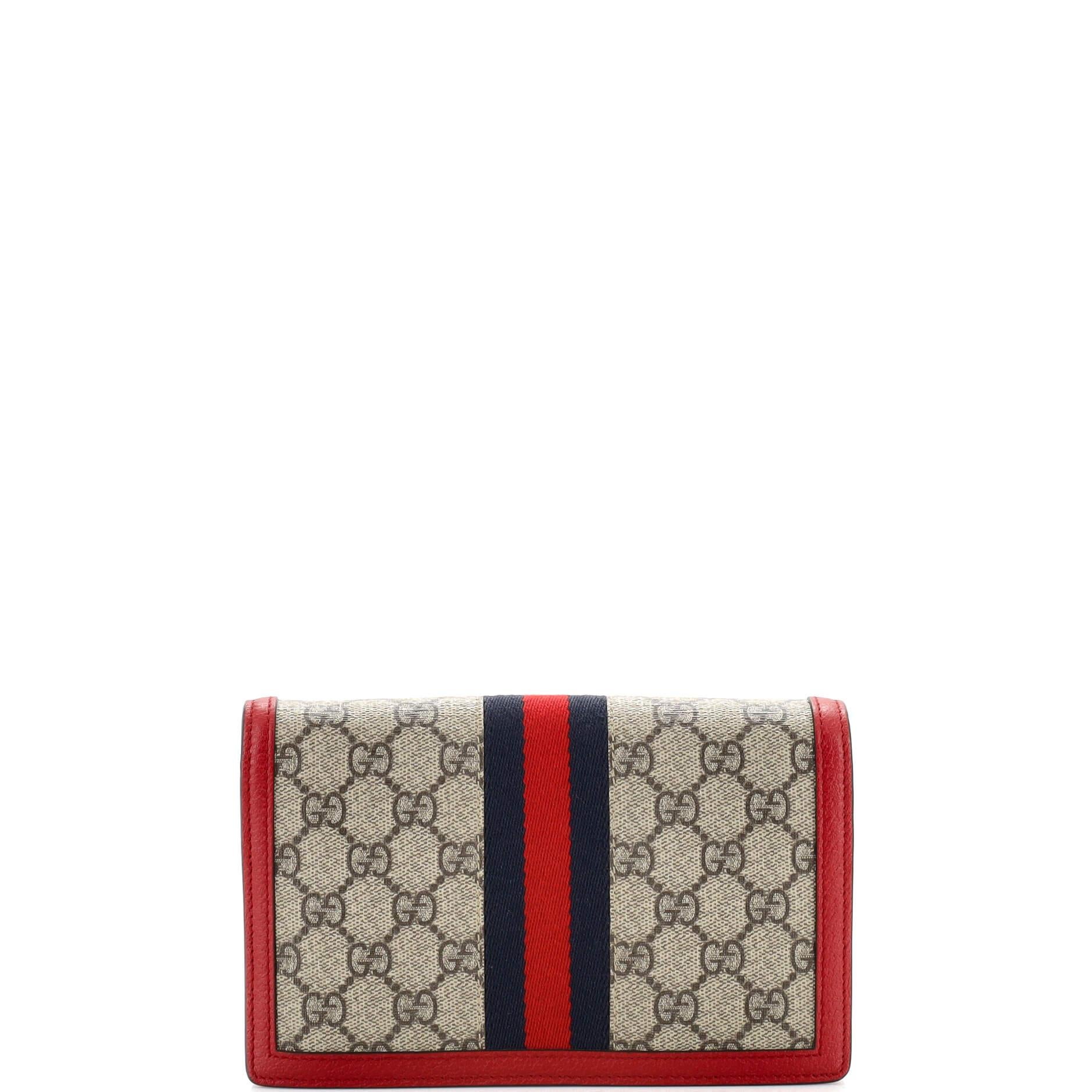 Gucci Queen Margaret Chain Wallet GG Coated Canvas Mini In Good Condition In NY, NY