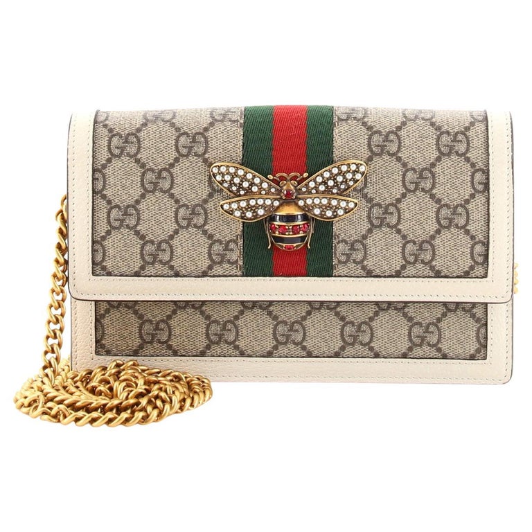 Gucci Queen Margaret Chain Wallet GG Coated Canvas Mini at 1stDibs