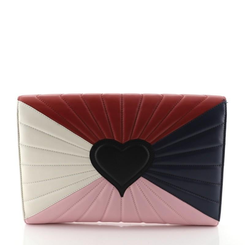 Beige Gucci Queen Margaret Clutch Colorblock Leather