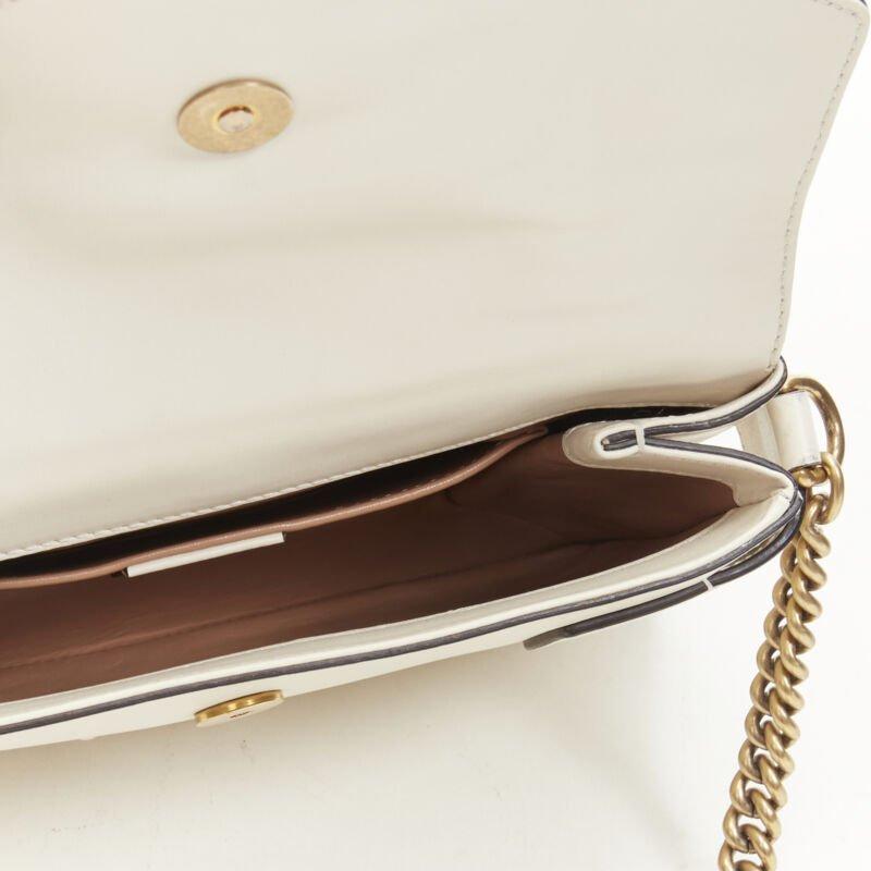 GUCCI Queen Margaret Embellished Bee pearl stud white flap crossbody bag For Sale 5