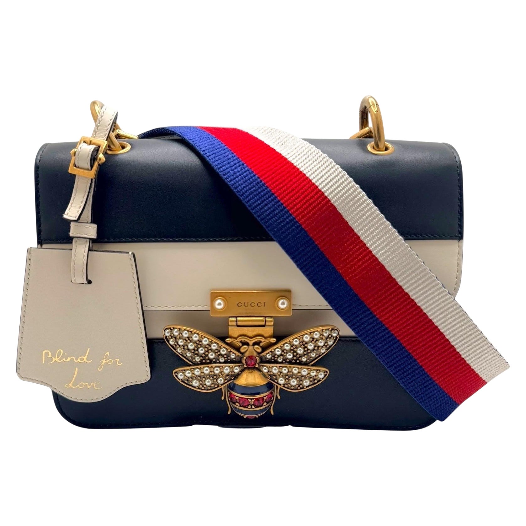 Bolso de hombro Gucci Queen Margaret Jeweled Bee Tricolor de piel de becerro