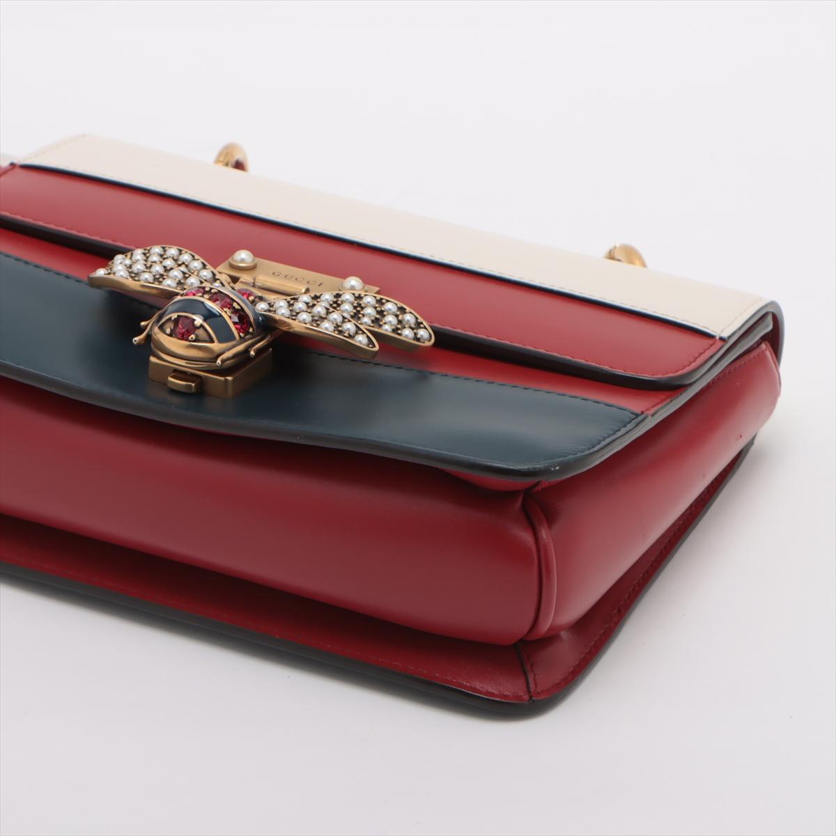 Gucci Queen Margaret Leather Shoulder Bag Tricolor In Good Condition In Humacao, PR