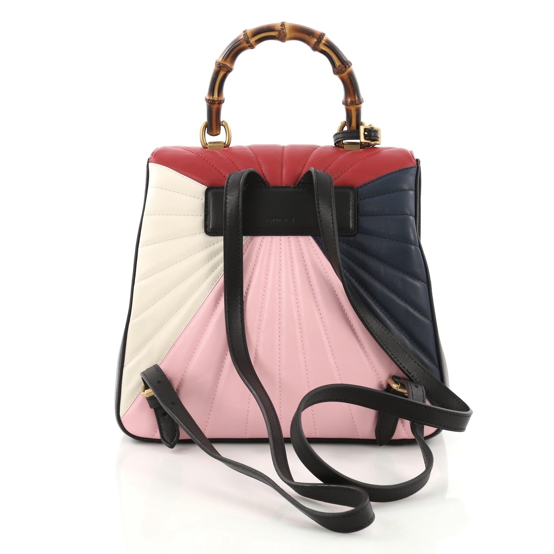 Gucci Queen Margaret Top Handle Backpack Multicolor Quilted Leather Small Bon état à NY, NY