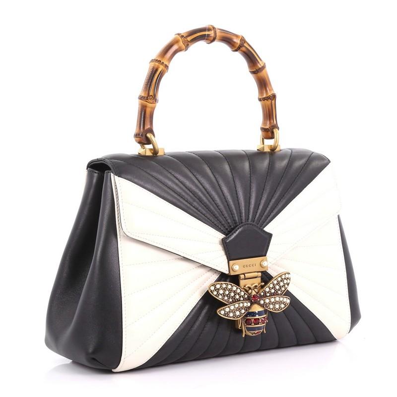 Black Gucci Queen Margaret Top Handle Bag Multicolor Quilted Leather Medium